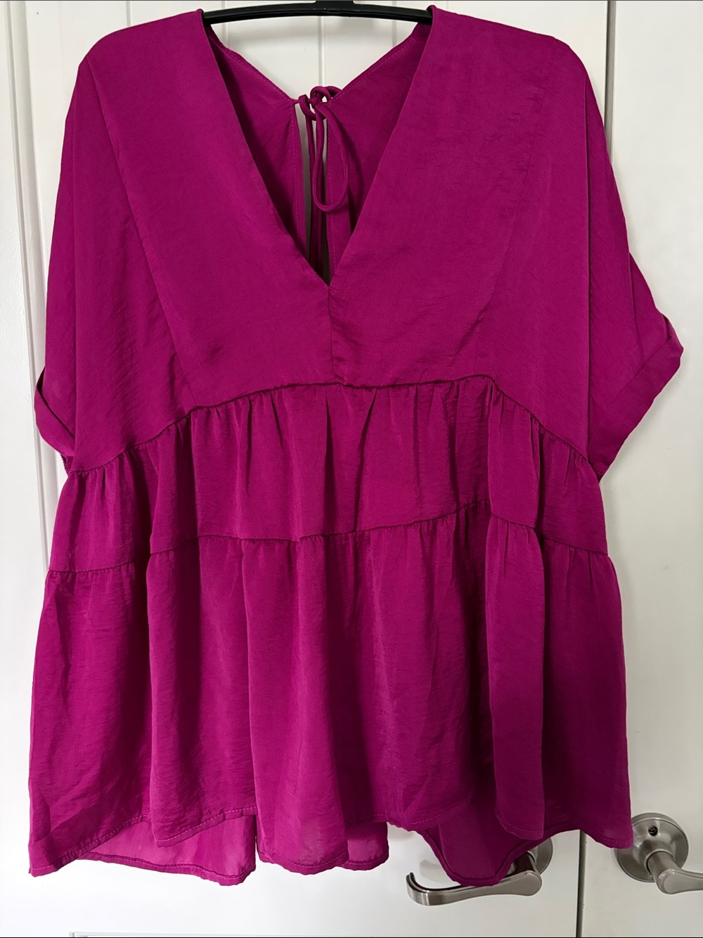 entro Magenta Babydoll V-Neck Tunic